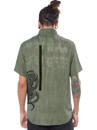 men buttoned shirt in green with a octopus print 